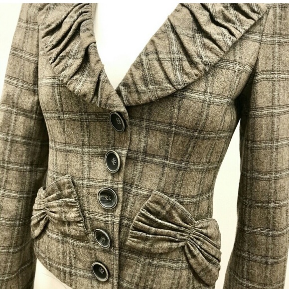 Nanette Lepore Plaid Bow Blazer - Picture 2 of 4
